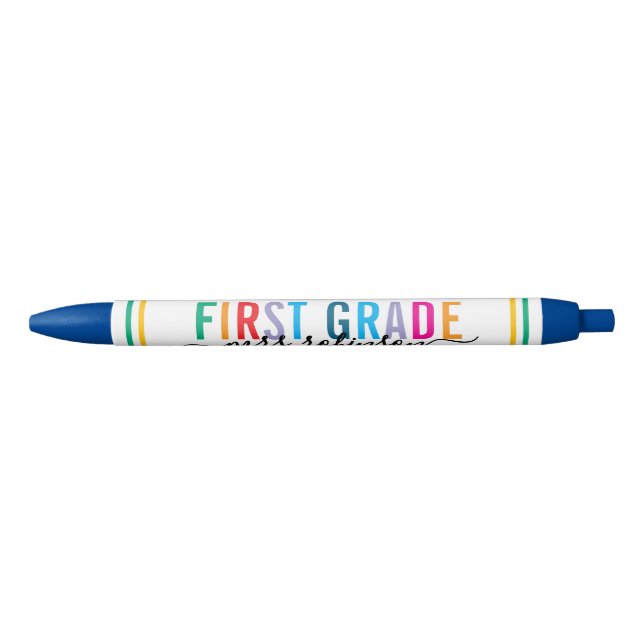Colourful First Grade Teacher Pen with Custom Name (Front)