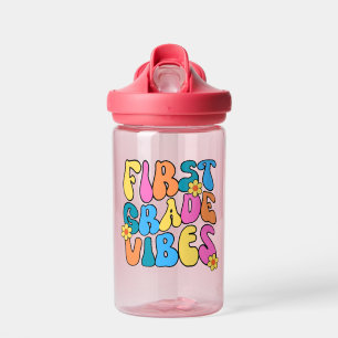 Colourful First Grade Vibes– Back to  school Retro Water Bottle