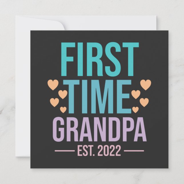 Colourful First Time Grandpa 2022 quote saying Save The Date (Front)