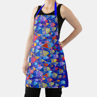 Colourful Fish Art Deco Apron