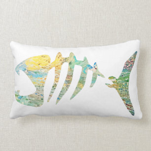 Colourful Fish Bones Lumbar Pillow