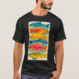 Colourful Fish Collection Vintage Retro Nature Art T-Shirt