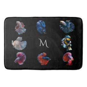 Colourful Fish custom monogram bath mats