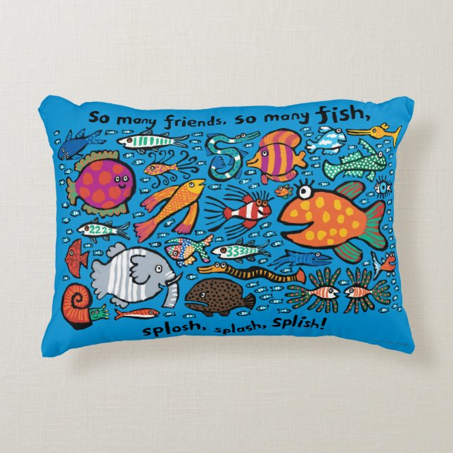 Colourful Fish Friends Decorative Pillow (Front)