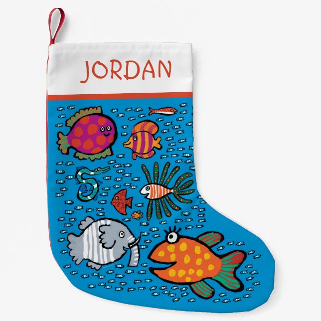 Colourful Fish Friends Small Christmas Stocking (Front)