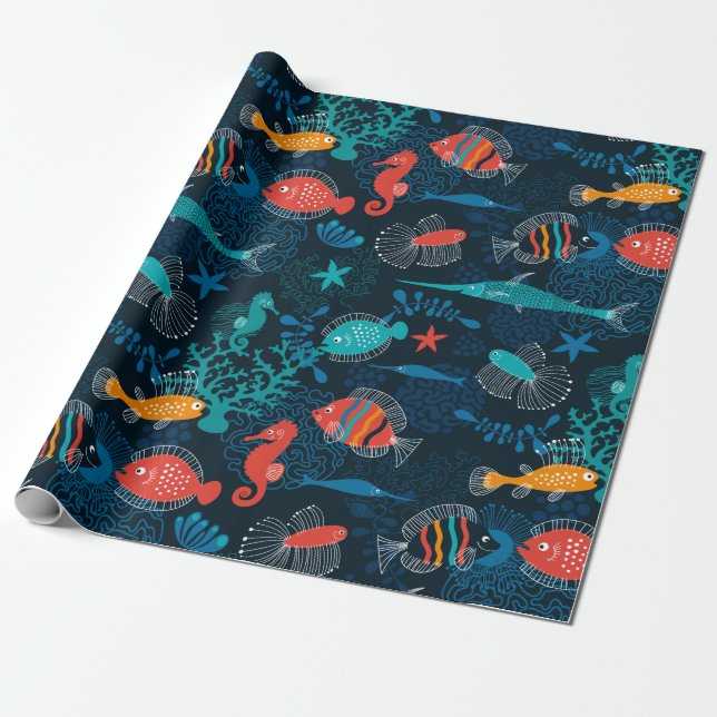Colourful Fish in Ocean Wrapping Paper (Unrolled)