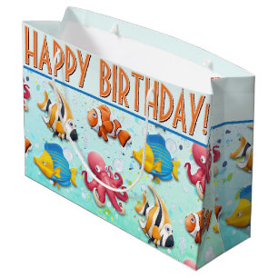 Colourful Fish Kids Birthday Large Gift Bag