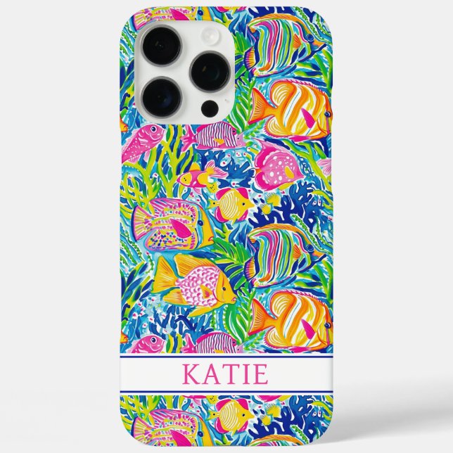 Colourful Fish Monogrammed Case-Mate iPhone Case (Back)