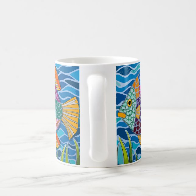 colourful fish mosaic coffee mug (Handle)