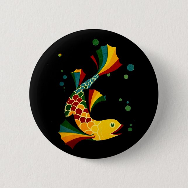 colourful fish ‘n bubbles 2 inch round button (Front)