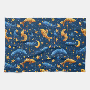 Colourful fish pattern kitchen towel