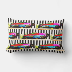Colourful fish pattern lumbar pillow