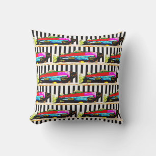 Colourful fish pattern outdoor pillow