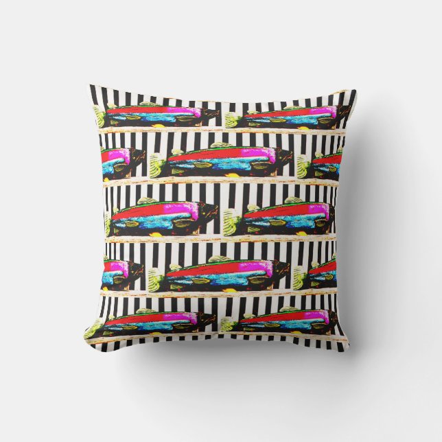 Colourful fish pattern outdoor pillow (Front)