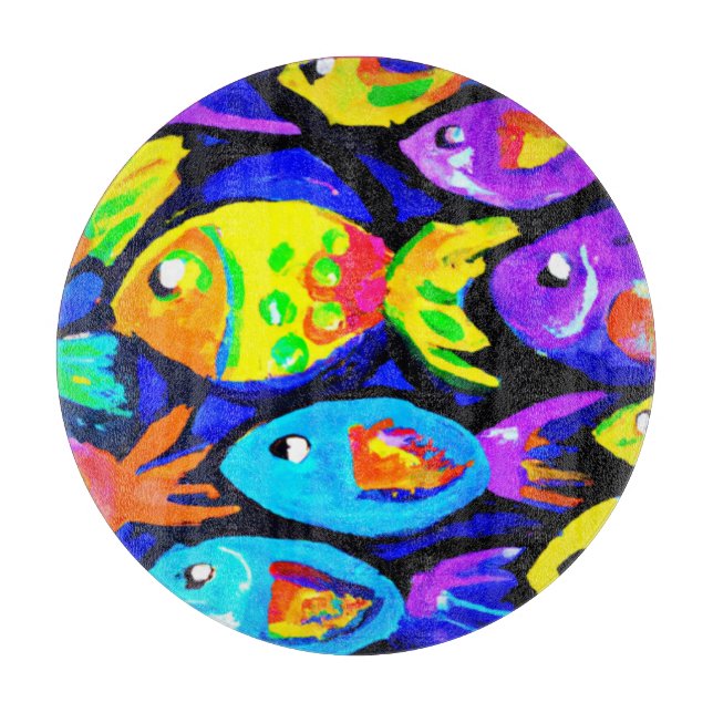 Colourful Fish Patterns Art. Buy Now Cutting Board (Front)