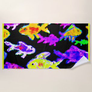 Colourful Fish Patterns Painting Art. Buy Now Beach Towel