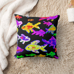 Colourful Fish Patterns Painting Art. Buy Now Throw Pillow