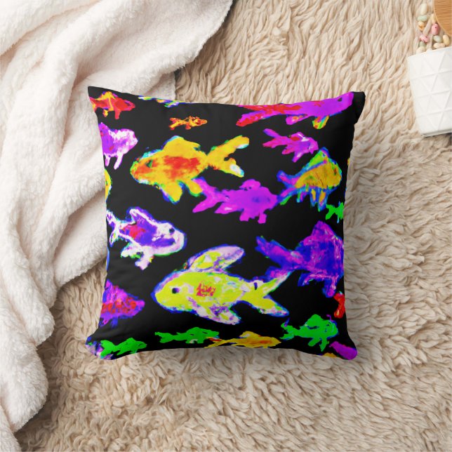 Colourful Fish Patterns Painting Art. Buy Now Throw Pillow (Blanket)