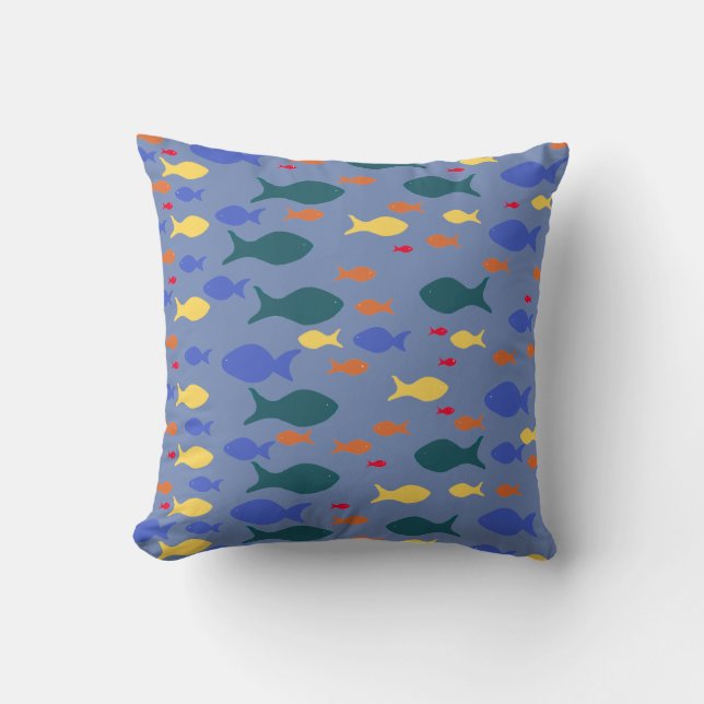 Colourful Fish Pillow Throw Cushion (Front)