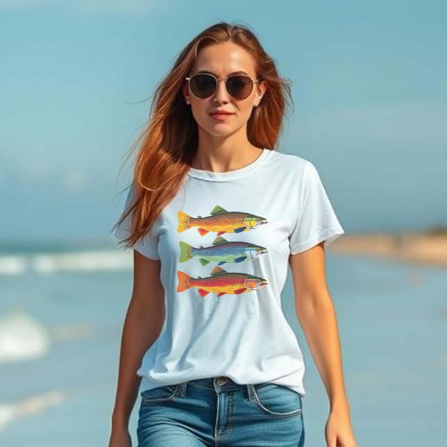 Colourful Fish Rainbow Trout T-Shirt (Colorful Rainbow Trout Fish-Fisherman Fashion Summer Beach)