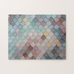 Colourful Fish Scale Tiles Abstract Photo Jigsaw Puzzle