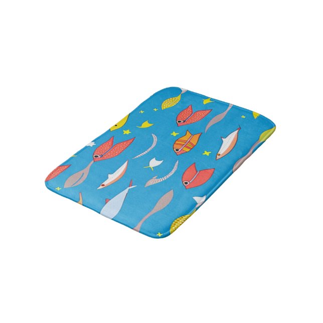 Colourful fish swimming in sea bath mat (Angled)