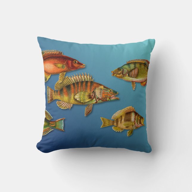 Colourful Fish Throw Pillow (Front)