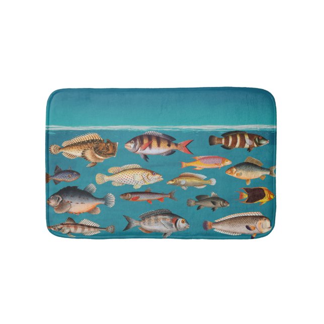 Colourful Fish Under Blue Ocean Water Bath Mat (Front)