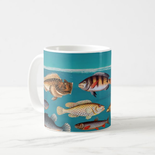 Colourful Fish Under Blue Ocean Water  Coffee Mug (Front Left)