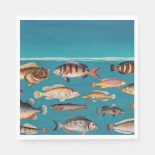 Colourful Fish Under Blue Ocean Water Napkin