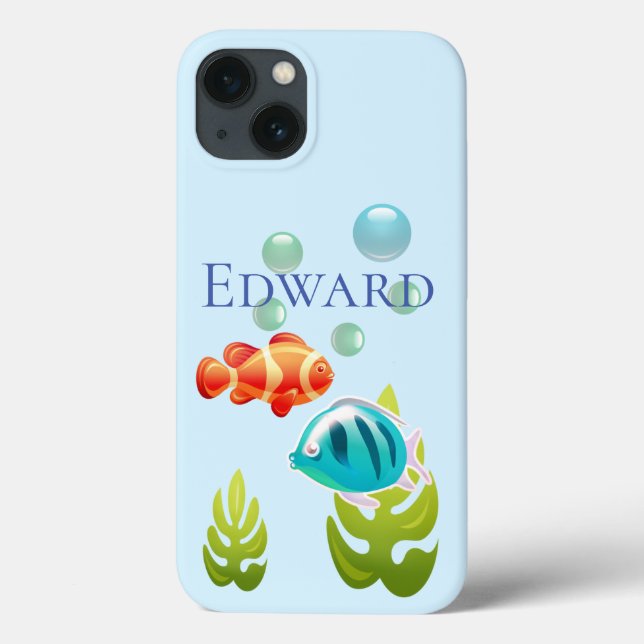 Colourful Fish with Bubbles & Seaweed Case-Mate iPhone Case (Back)