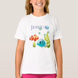 Colourful Fish with Bubbles & Seaweed T-Shirt