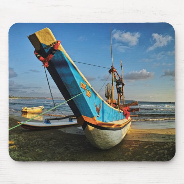 Colourful Fishing Boat By The Ocean Mouse Pad (Front)