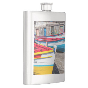 Colourful Fishing Boats, Cape Verde Hip Flask