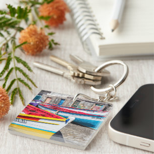 Colourful Fishing Boats, Cape Verde Keychain