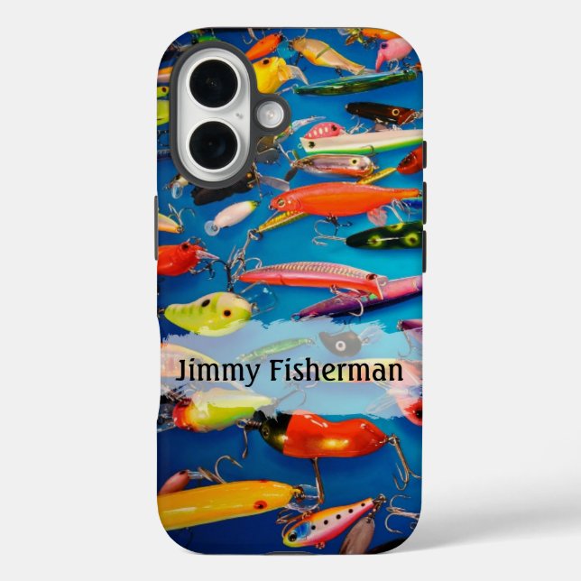 Colourful Fishing Lures - Personalize name Case-Mate iPhone Case (Back)
