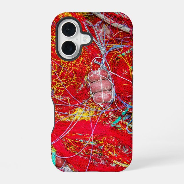 Colourful fishing nets iPhone 16 case (Back)