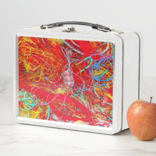 Colourful fishing nets metal lunch box