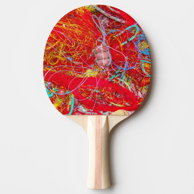 Colourful fishing nets ping pong paddle (Front)