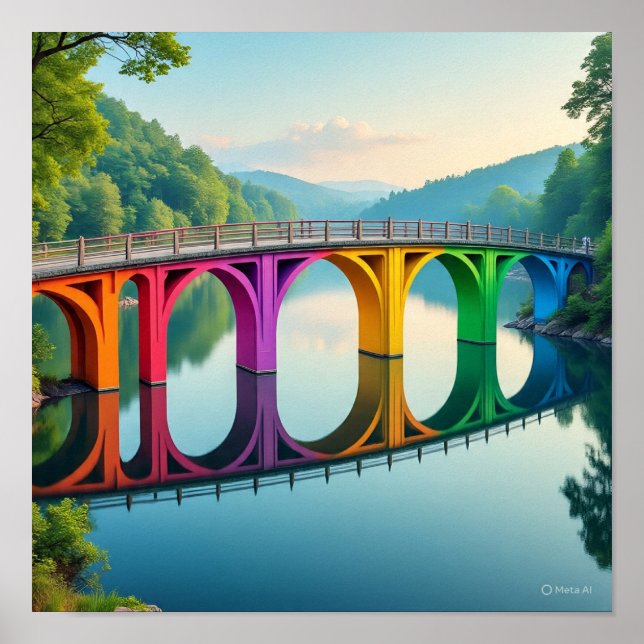 Colourful Five-Pier Bridge Poster (Front)