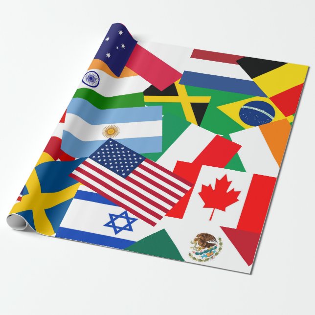 Colourful Flags Around the World Gift Wrapping Paper (Unrolled)
