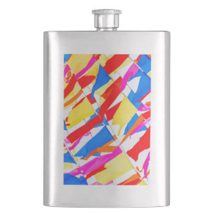 Colourful flags hip flask