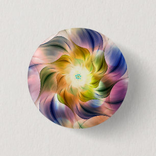 Colourful Flame Fractal Flower 1 Inch Round Button