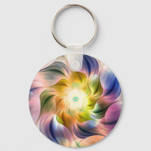 Colourful Flame Fractal Flower  Keychain
