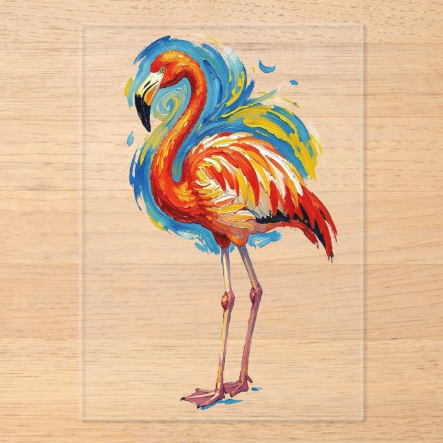 Colourful Flamingo Abstract Brushstroke Bird Art Acrylic Invitations (Front)
