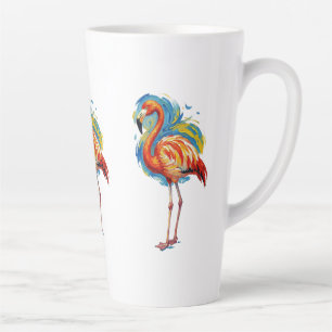 Colourful Flamingo Abstract Brushstroke Bird Art Latte Mug
