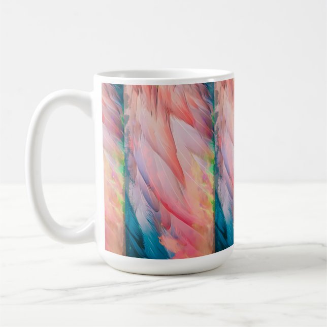 Colourful Flamingo Feathers Coffee Mug (Left)
