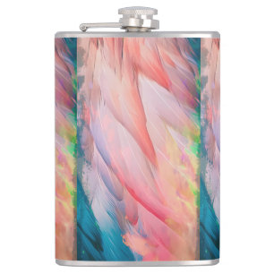 Colourful Flamingo Feathers Hip Flask