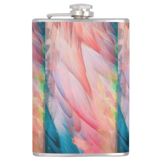 Colourful Flamingo Feathers Hip Flask