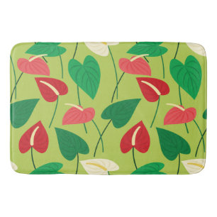 Colourful flamingo flowers pattern bath mat